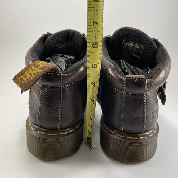 Dr. Martens 9946 Brown Leather Strap Boots Y2K Chunky Platform 10 UK, 11 US Goth